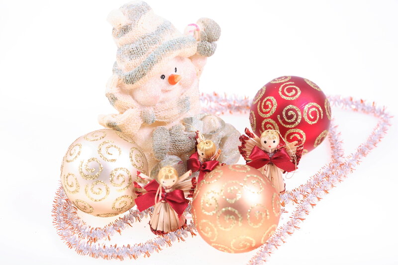 Snowman with Ornaments — White