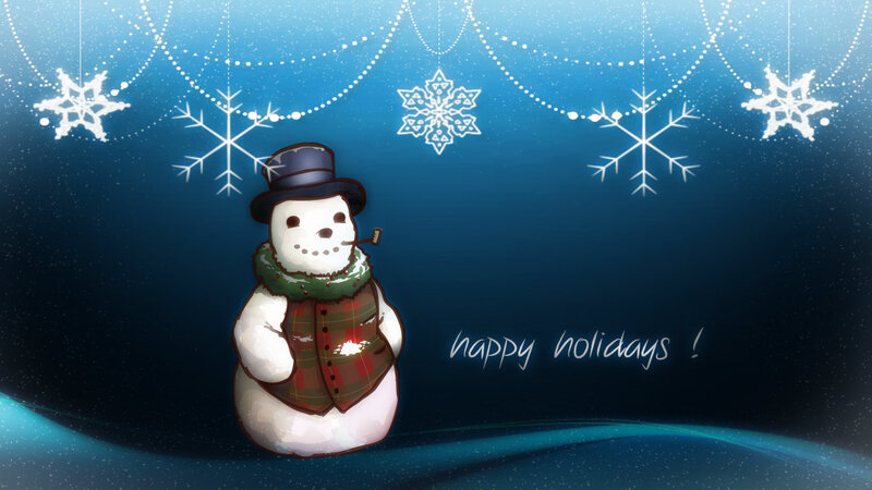 Snowman with Pipe — Blue