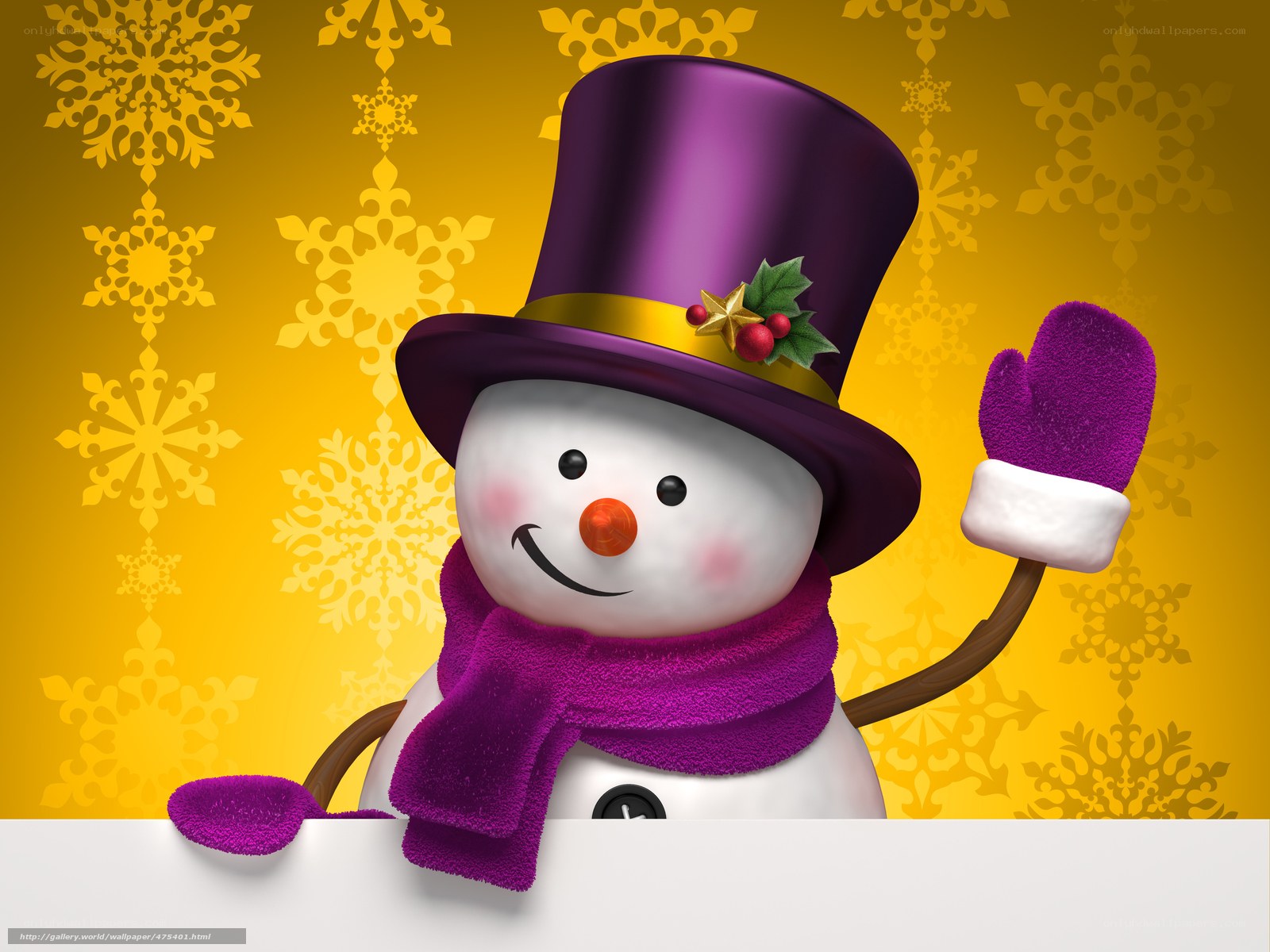 snowman with purple hat
