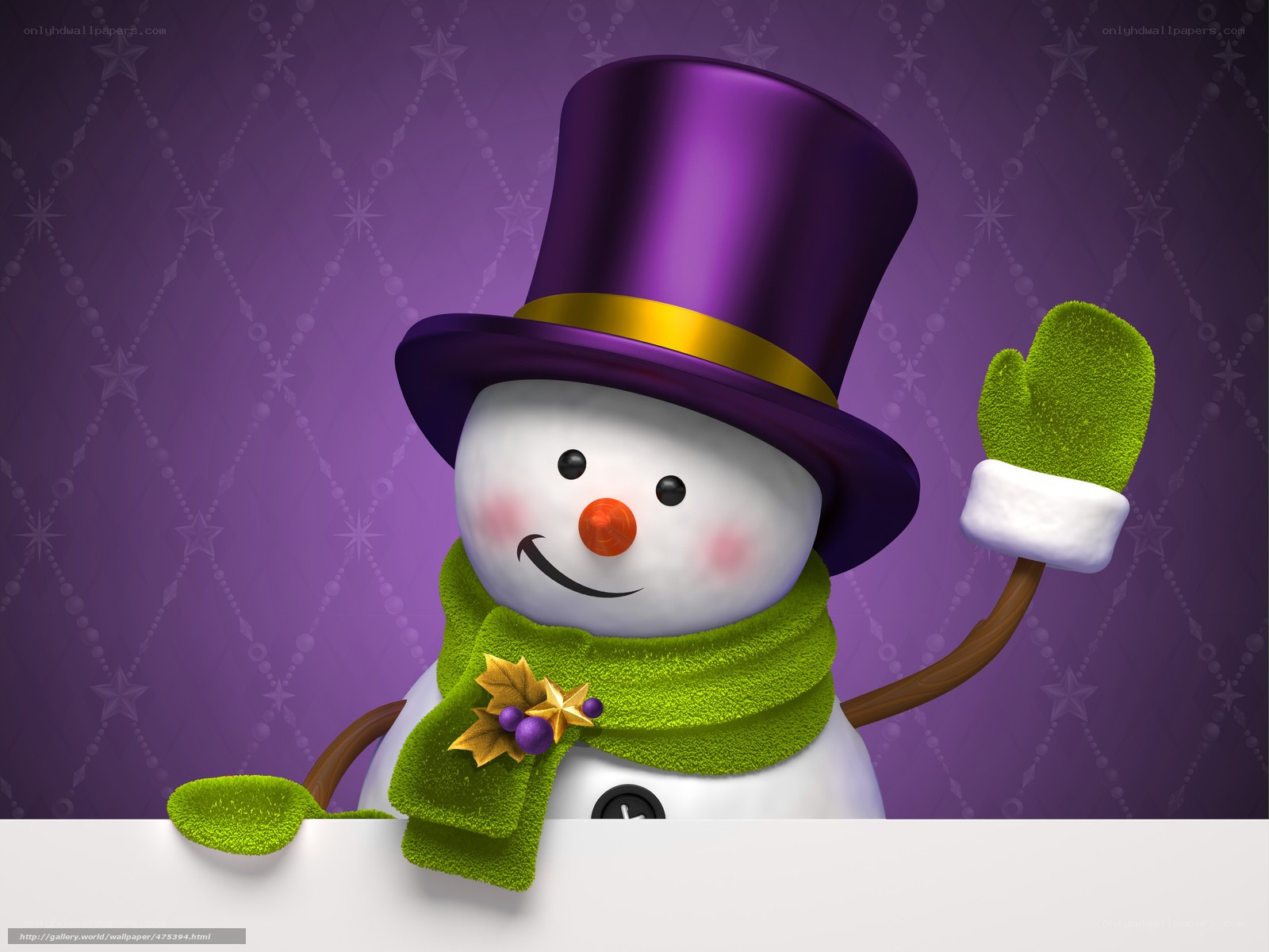snowman with purple hat