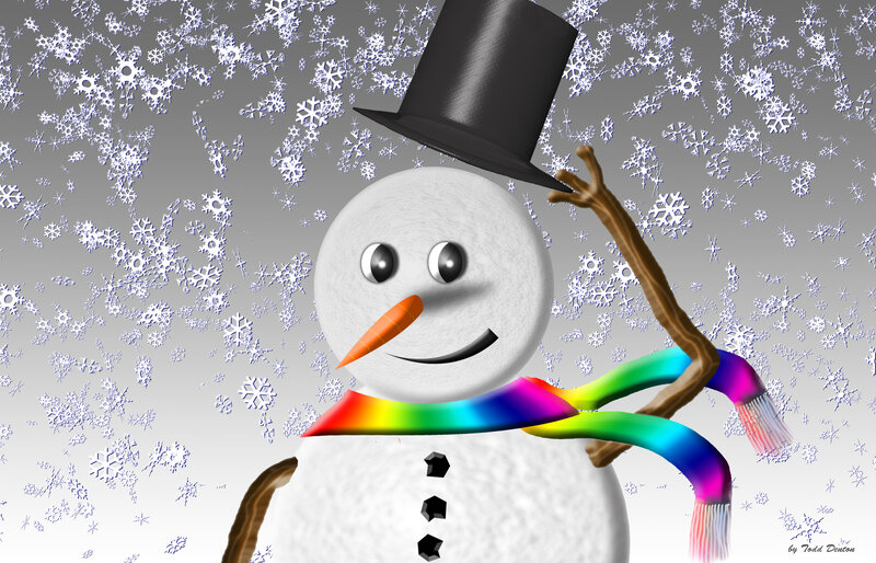 Snowman with Rainbow Scarf