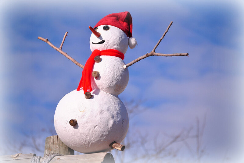 Snowman with Red Hat — White