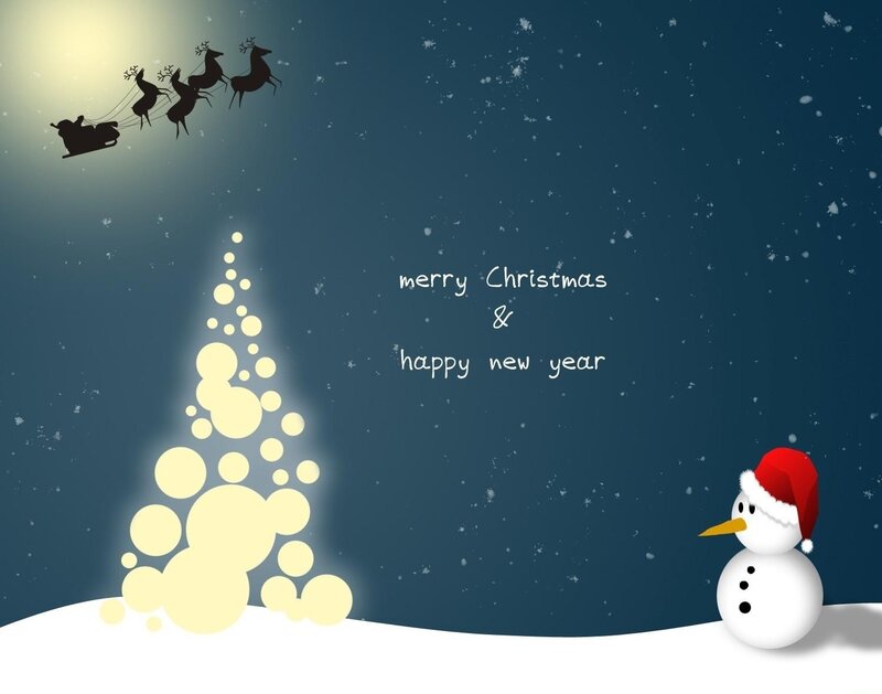 Snowman with Reindeer — Blue, Festive