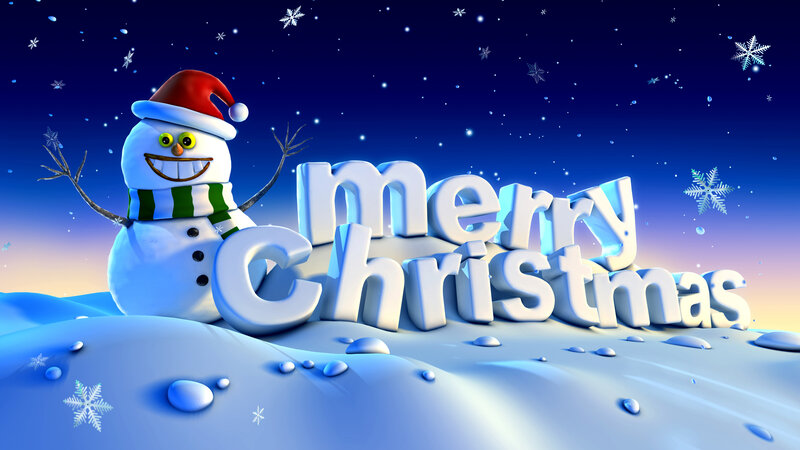 Snowman with Santa Hat — Blue