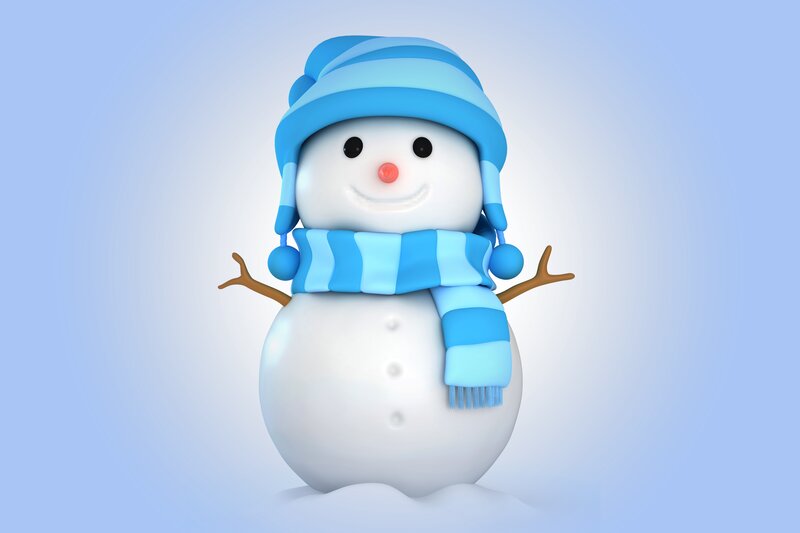 Snowman with Scarf — Blue, Cheerful