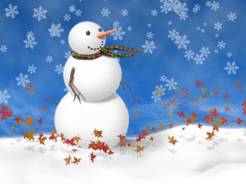 Snowman with Scarf — Blue, Festive, Winter