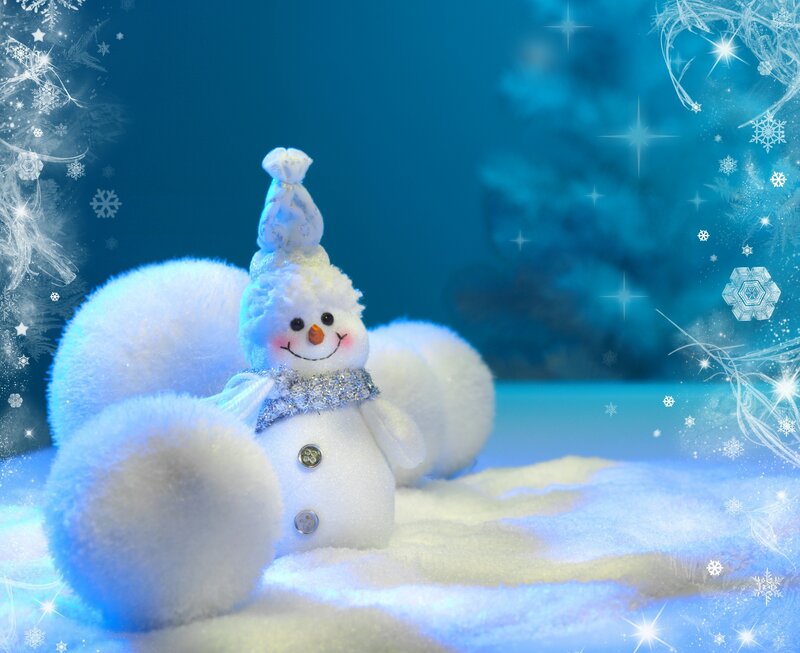 Snowman with Scarf — Blue