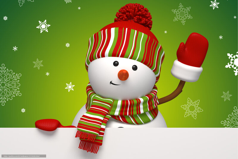 Snowman with Scarf — Green, Festive, Winter, 3d Render, Hat, Gloves