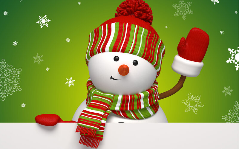 Snowman with Scarf — Green