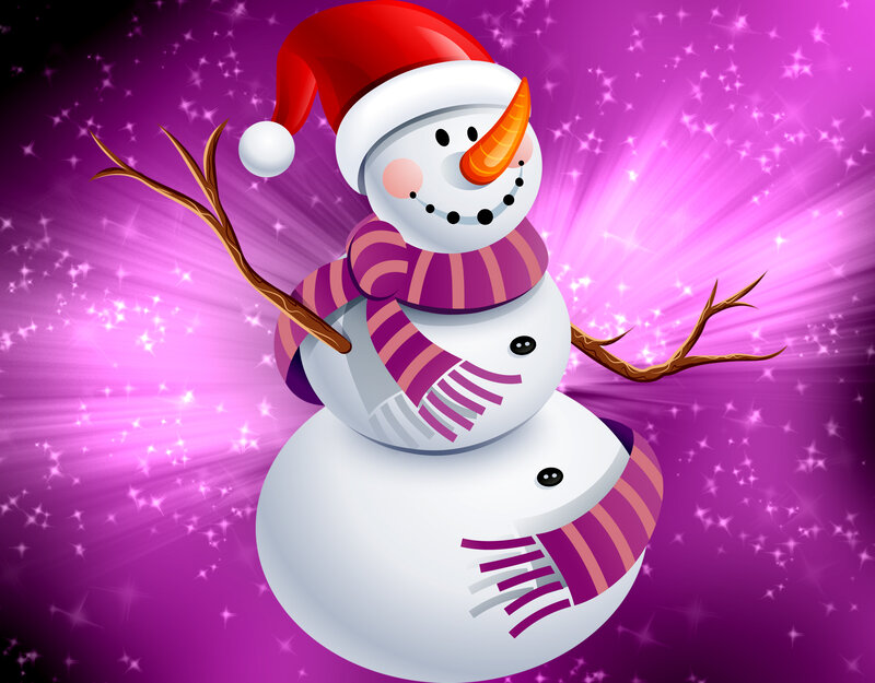 Snowman with Scarf — Purple