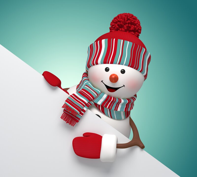 Snowman with Scarf — Red, Festive, Winter, 3d Render