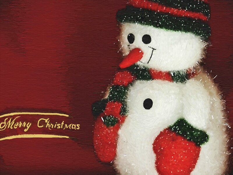 Snowman with Scarf — Red, Festive, Winter, Painting