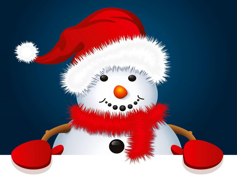 Snowman with Scarf — Red, Festive, Winter, Vector Art, Hat