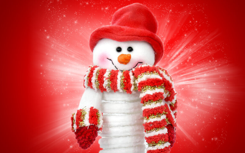 Snowman with Scarf — Red