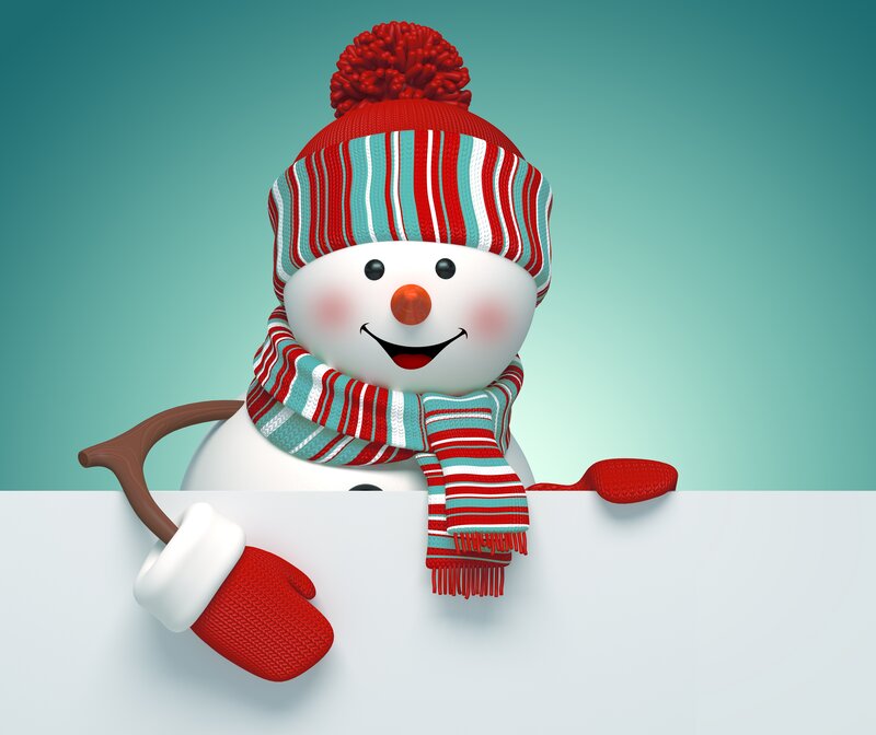 Snowman with Scarf — White, Festive, Winter, 3d Render