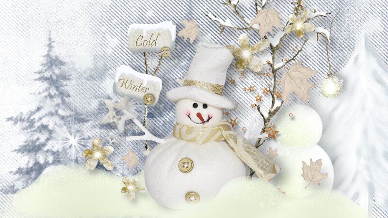 Snowman with Scarf — White