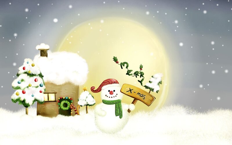 Snowman with Sign — White