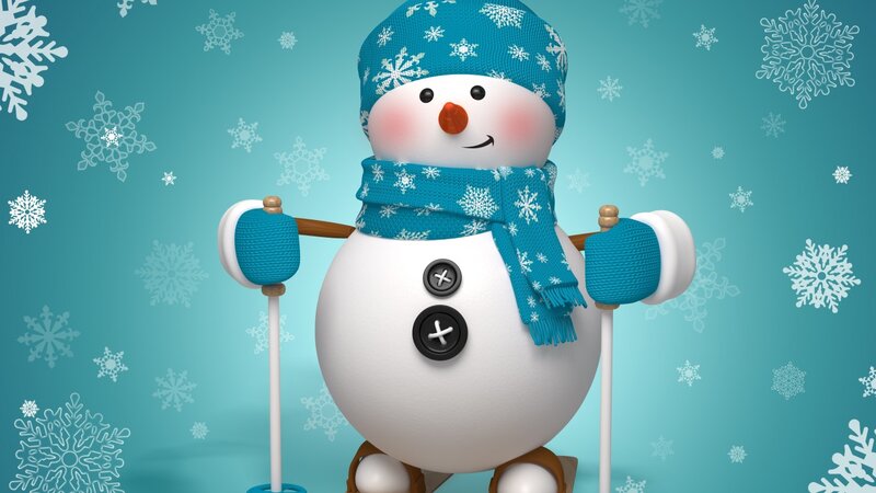 Snowman with Ski Poles