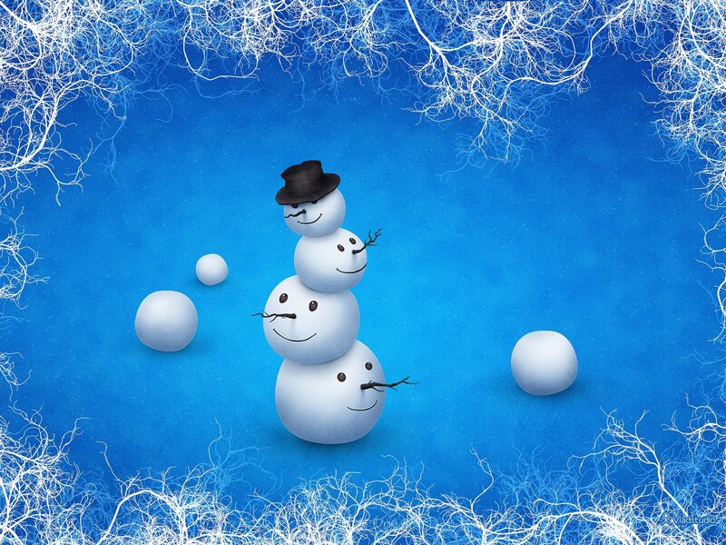 Snowman with snowballs