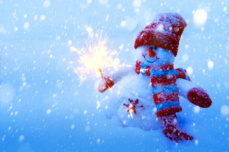 Snowman with Sparkler — Blue