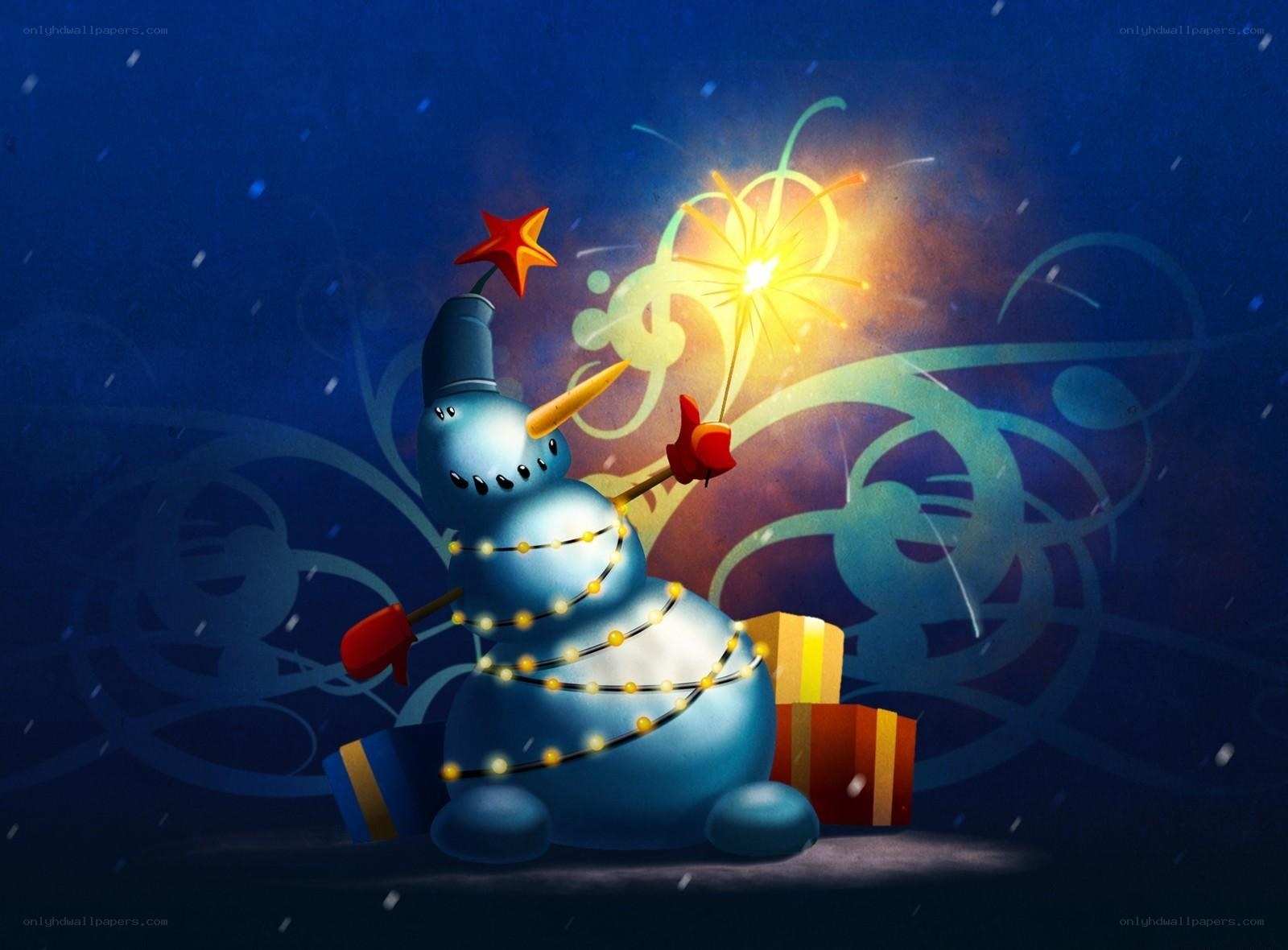 Snowman with sparkler