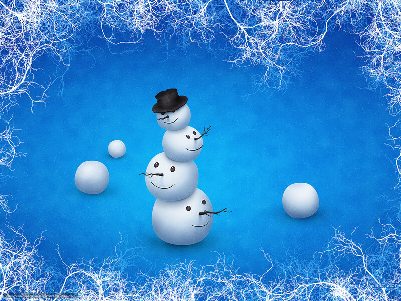 Snowman with Top Hat — Blue, Playful