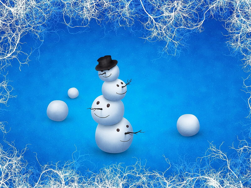 Snowman with Top Hat — Blue
