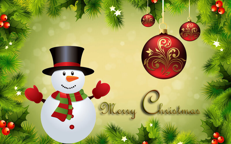 Snowman with Top Hat — Green, Festive