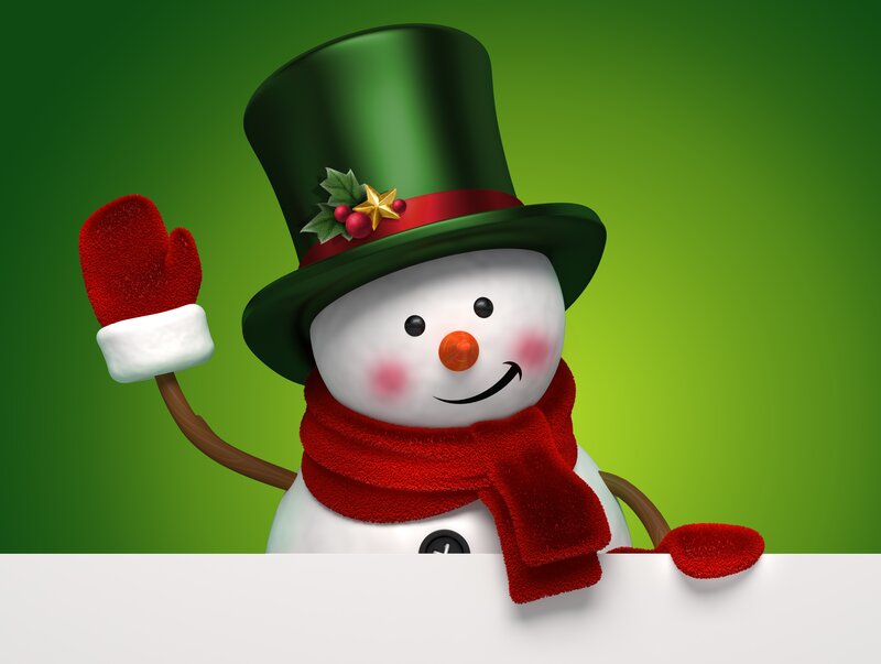 Snowman with Top Hat — Green