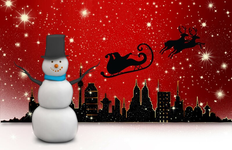 Snowman with Top Hat — Red