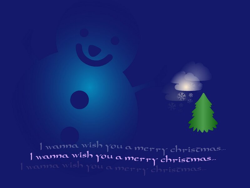 Snowman with Tree — Blue