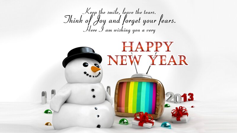 Snowman with TV — White