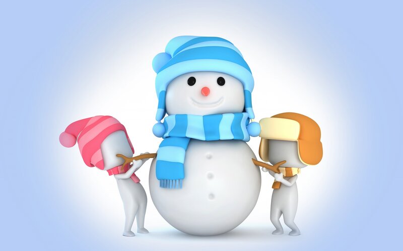 Snowman with Two Figures