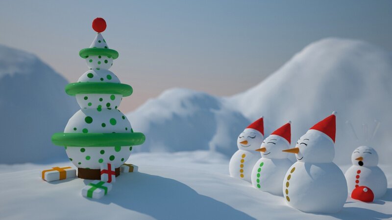 Snowmen and Christmas tree