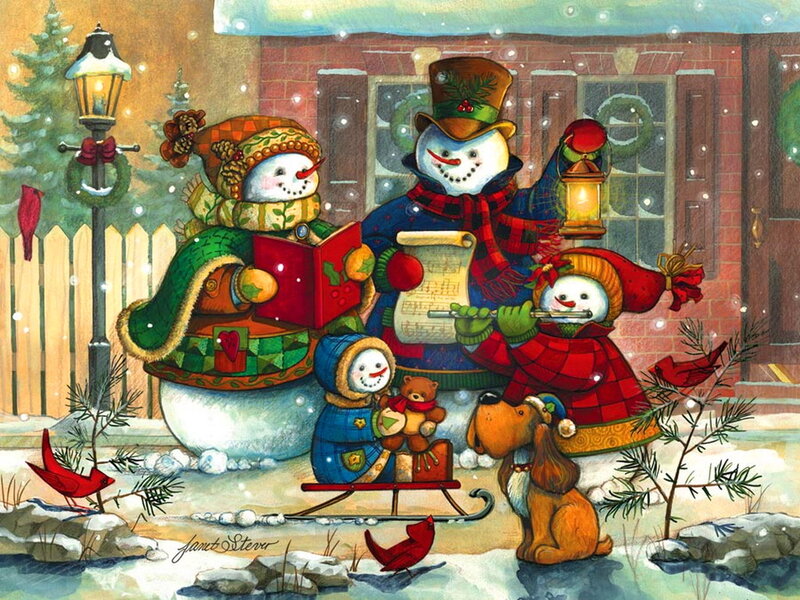 Snowmen Caroling — Red