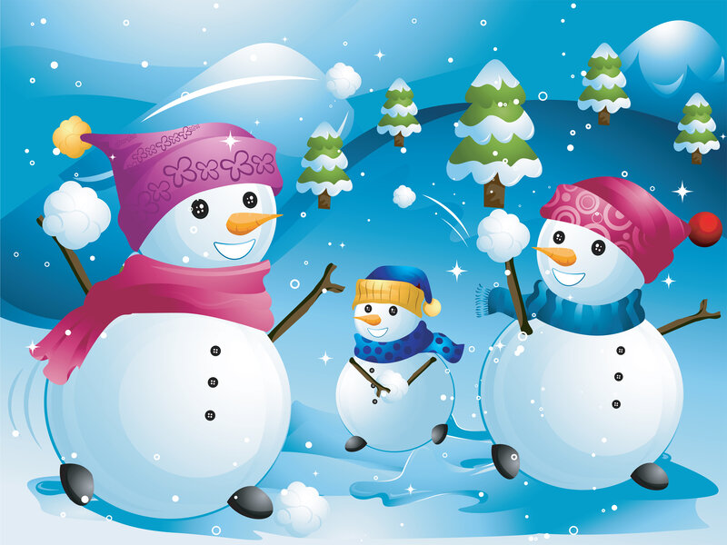 Snowmen Family — Blue, Festive