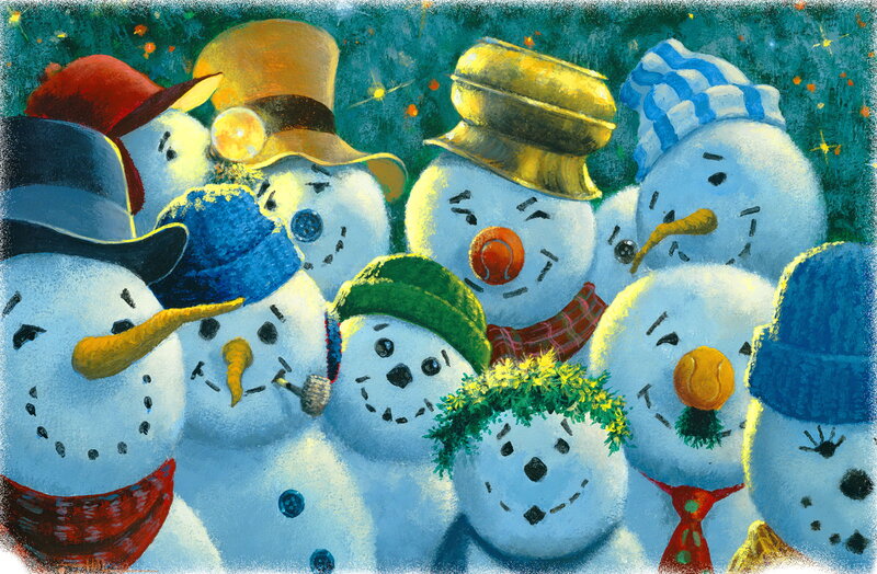 Snowmen Group — Blue, Festive