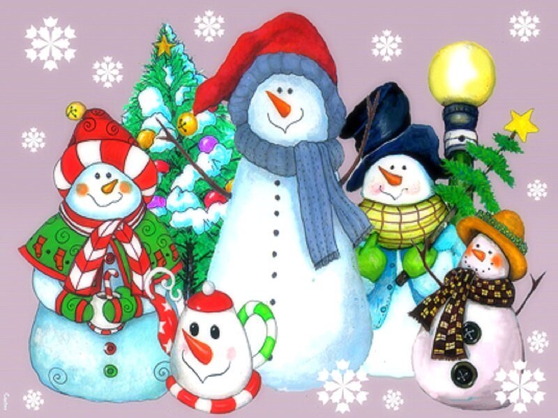 Snowmen Group — White, Festive