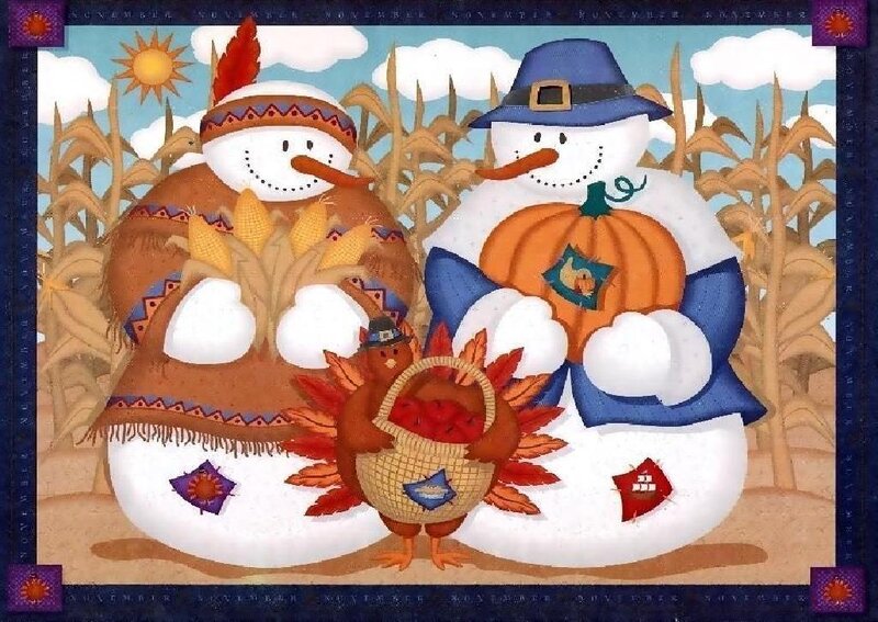 Snowmen in Cornfield