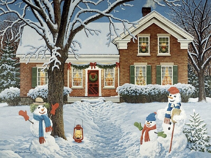 Snowmen in Front Yard