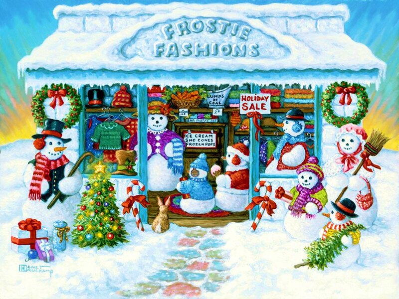 Snowmen in Shop Window