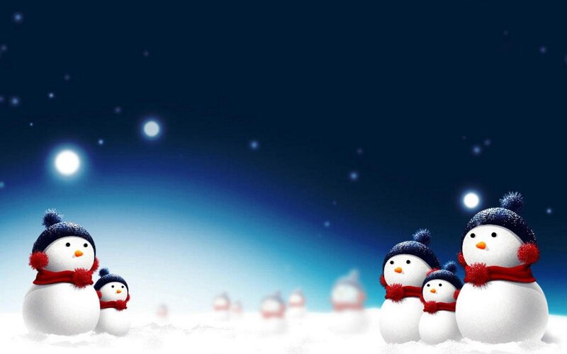 Snowmen in Snow — Blue, Festive