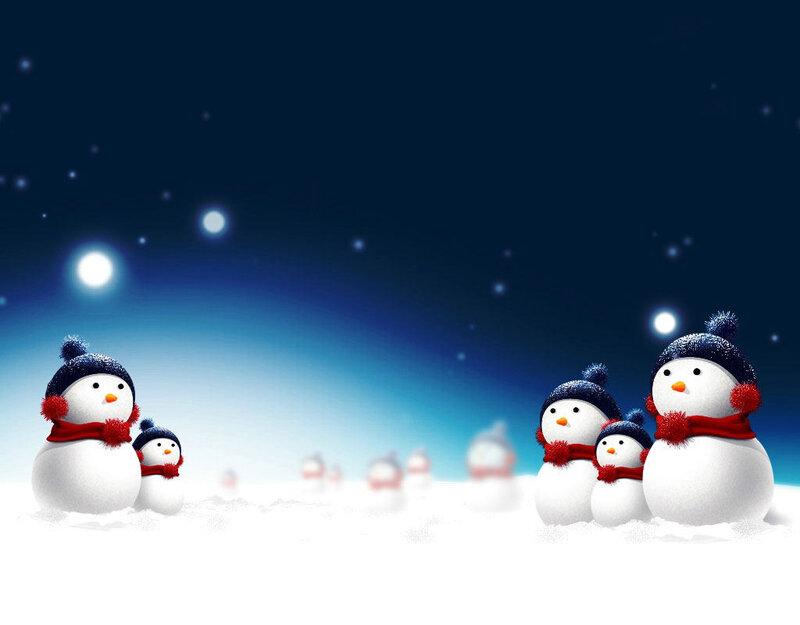 Snowmen in Snow — White, Festive
