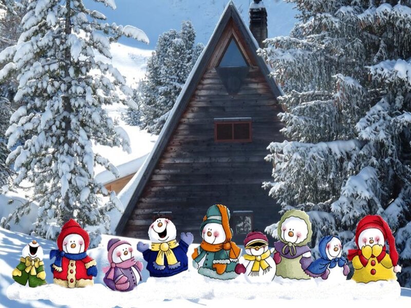 Snowmen in Snow — White