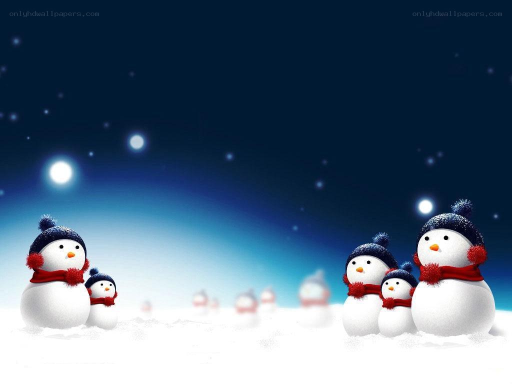 snowmen in snowy night