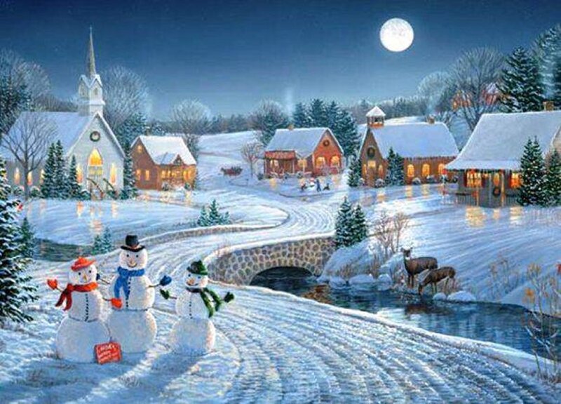 Snowmen in Village