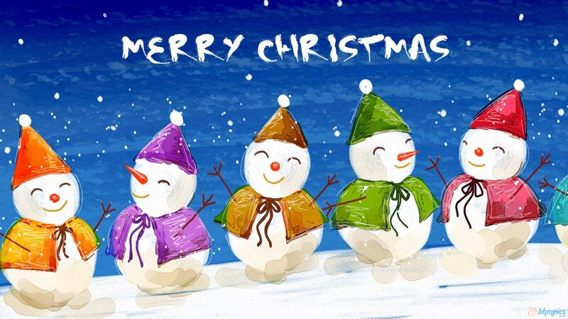 Snowmen in Winter — Blue, Festive