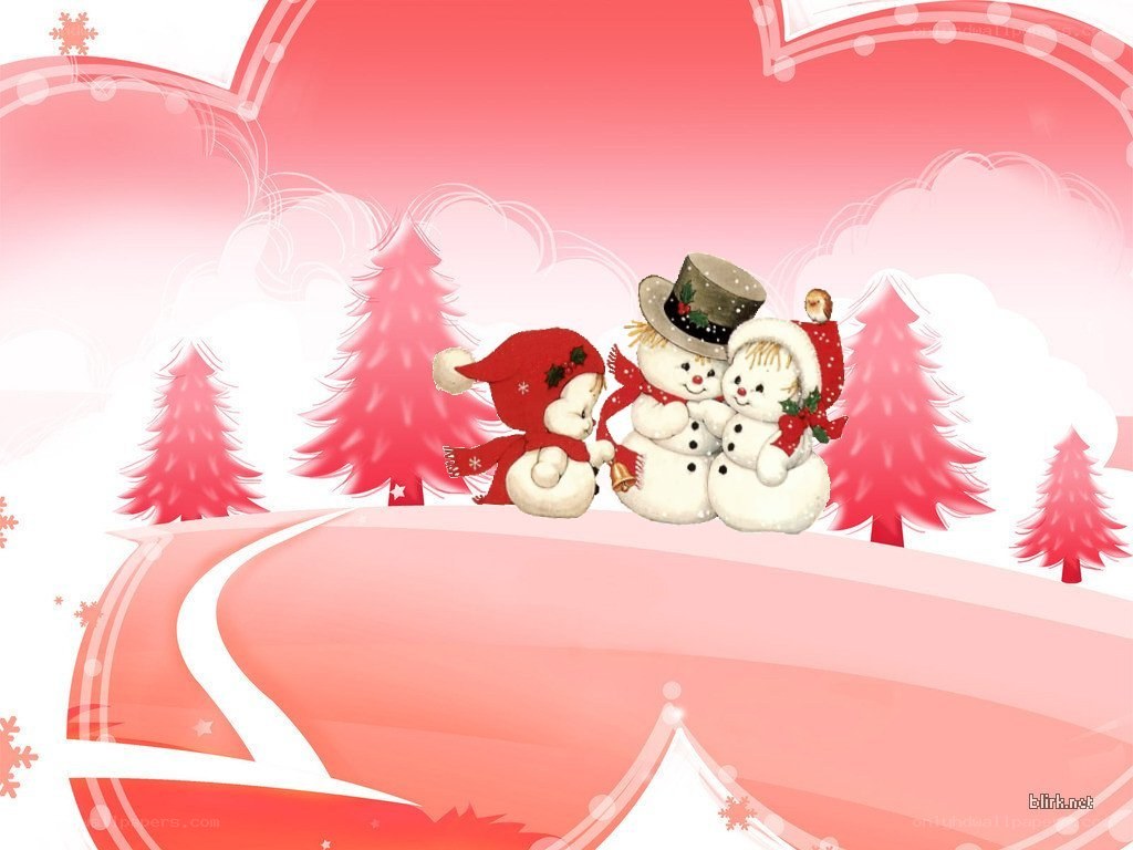 snowmen in winter landscape