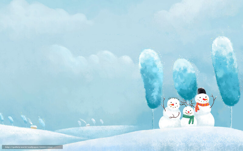Snowmen in winter landscape