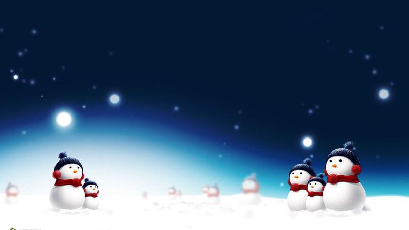 Snowmen in winter night